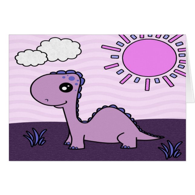 Niedliche lila Dinosaurier-Szene (Vorderseite (Horizontal))