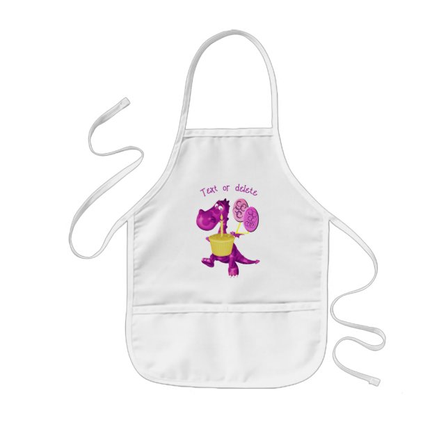 Niedliche Lila Drachenkuchen-Balloons Personalisie Kinderschürze (Vorne)