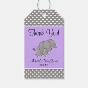 Niedliche lila Elefant-Mädchen-Baby-Dusche Geschenkanhänger