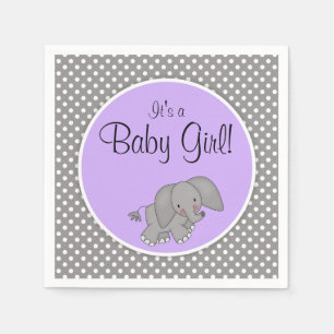 Niedliche lila Elefant-Mädchen-Baby-Dusche Serviette