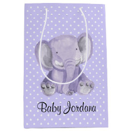 Niedliche Lila Elephant Polka Dot Design Geschenkt Mittlere Geschenktüte
