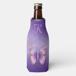 Niedliche Lila Fantasy Butterfly Monogram Flaschenkühler