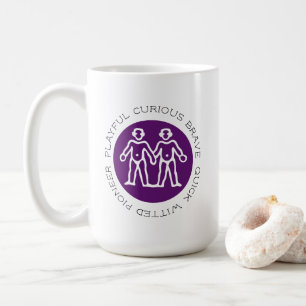 Niedliche Lila Gemini Tracks Zodiac Star Signatur Kaffeetasse