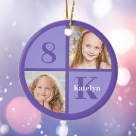 Niedliche Lila Girls Foto Personalisiert Weihnacht Keramik Ornament