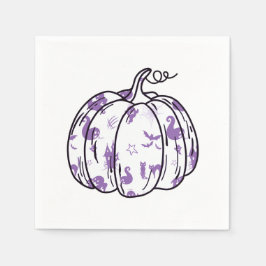 Niedliche Lila Halloween-Ikonen im Kürbiscocktail Serviette