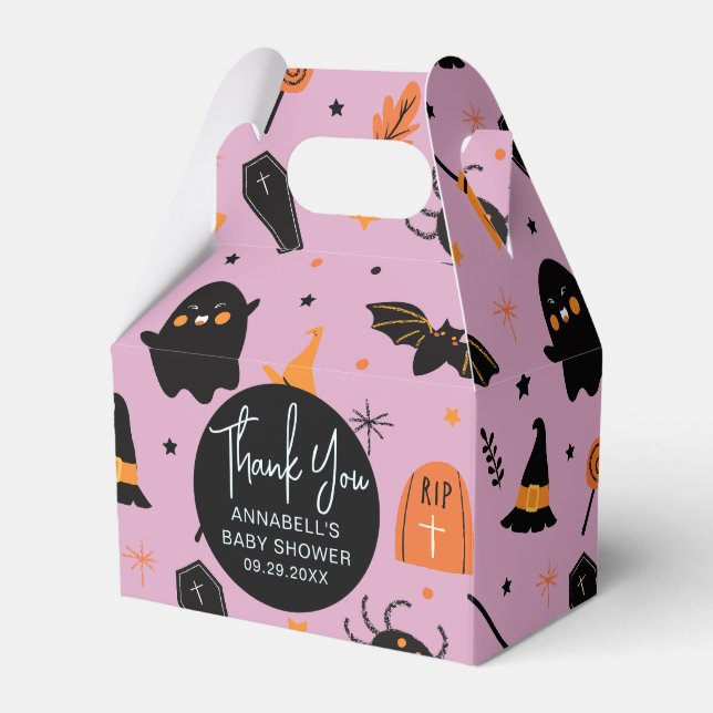 Niedliche Lila Halloween-Kinderdusche Geschenkschachtel (Vorderseite)