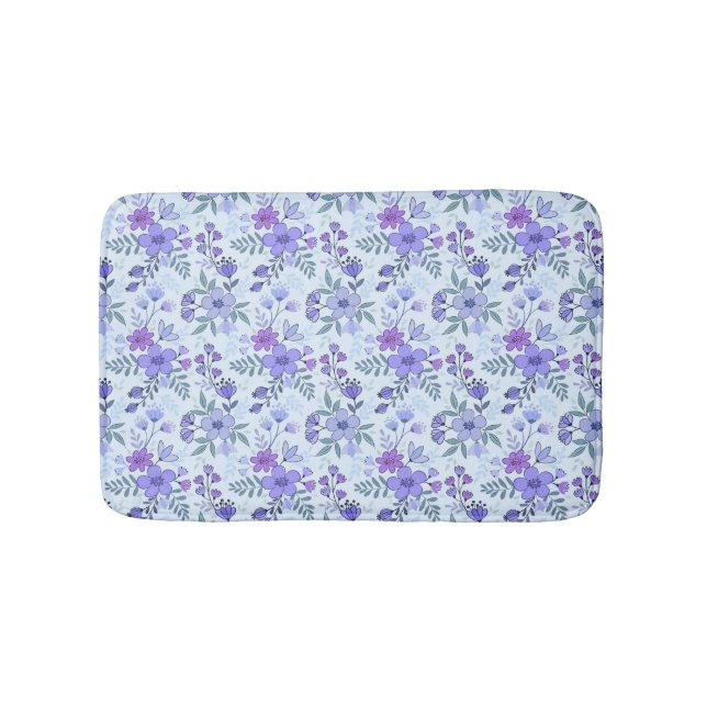 Niedliche Lila Hand Florals Bath Mat Badematte (Vorderseite)
