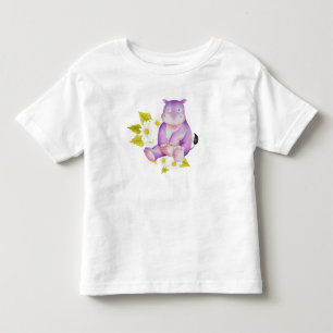 NIEDLICHE LILA HIPPO MIT WEISSEN GEGEBENEN KLEINKIND T-SHIRT