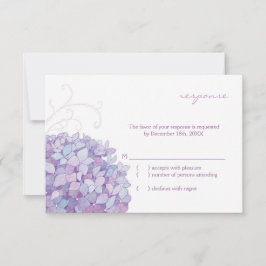 Niedliche Lila Hydrangea Bloom Wedding RSVP Karte