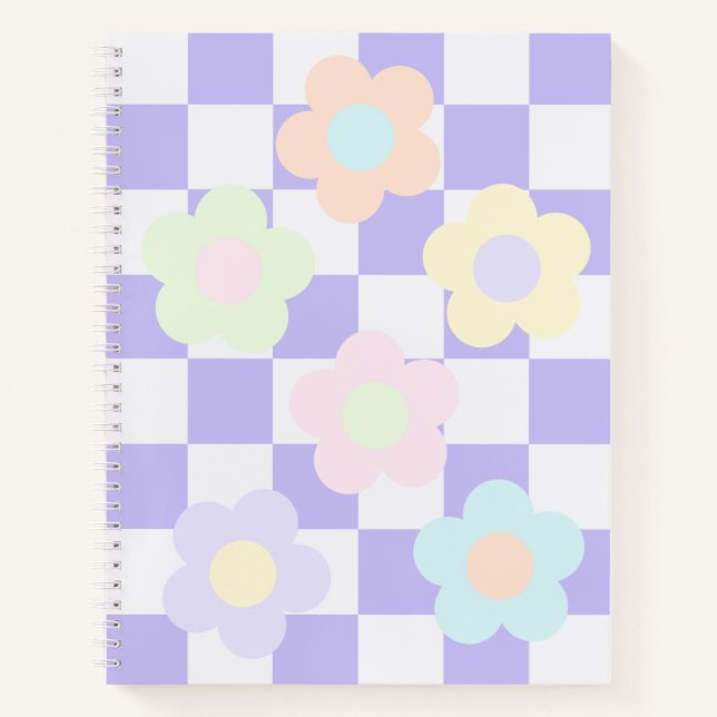 Niedliche Lila Karton- und Pastell-Blume Notizbuch (Vorderseite)