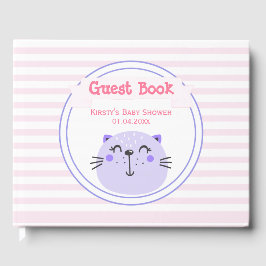 Niedliche Lila Katze | Babydusche Gästebuch