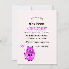 Niedliche lila Katze Einladung