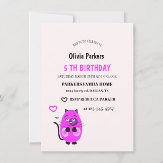 Niedliche lila Katze Einladung