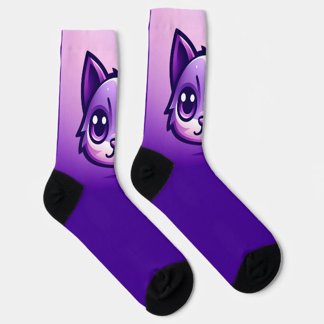 Niedliche Lila Katze Socken (Rechts)