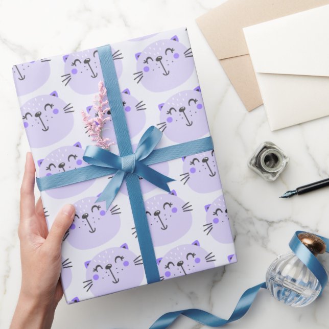 Niedliche Lila Katzen Muster - Lilac Geschenkpapier (Schenken)