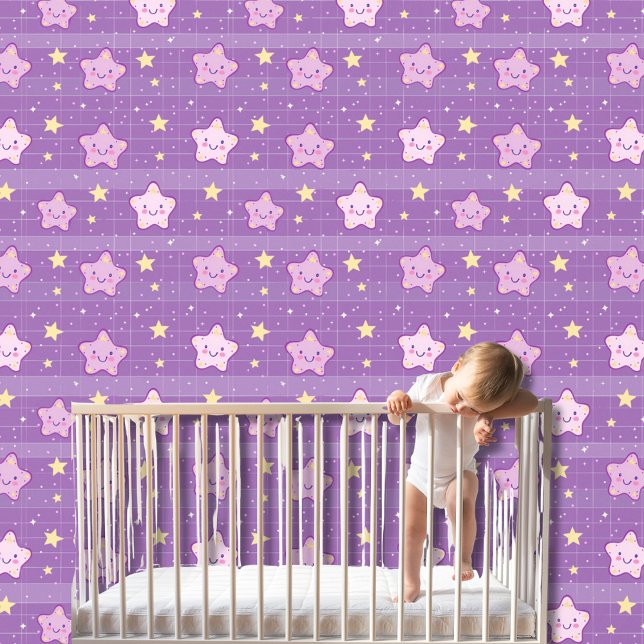 Niedliche Lila Kawaii Stars Kinderzimmer Kinderzim Tapete (Von Creator hochgeladen)