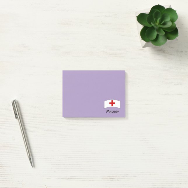 Niedliche Lila Krankenversorgung Personalisiert Post-it Klebezettel (Büro)