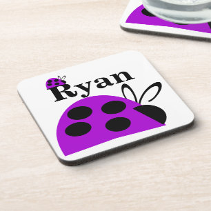 Niedliche Lila Ladybug Personalisiert Getränkeuntersetzer