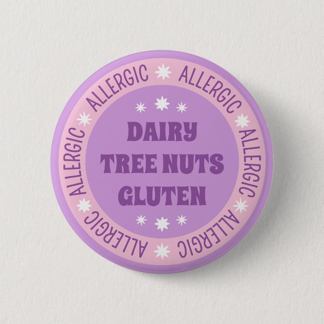 Niedliche Lila Lebensmittelallergie für Mädchen Button (Vorderseite)