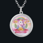 Niedliche Lila Mädchen Unicorn Rainbow Individuell Versilberte Kette<br><div class="desc">Mit einem lila Einhorn mit Krone, Regenbogen, Blume Kranz, der mit Ihrem Prinzessinnennamen personalisiert werden kann. Ideal für ein Geburtstagsgeschenk, Kinderzimmer-Dekor, Kinderspielkunst, Wohngestaltung und andere Anlässe. Einfache Anpassung Ihres Princess-Namens und Schriftartes über den "Personalisierungsknopf". Sie können auch "Design auf ein Produkt übertragen" auf anderen Zazzle-Produkten und das Design an die...</div>