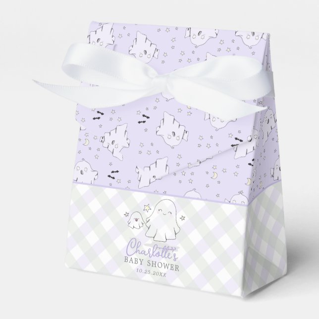 Niedliche Lila Mama und Baby Ghost Baby Dusche Geschenkschachtel (Vorderseite)