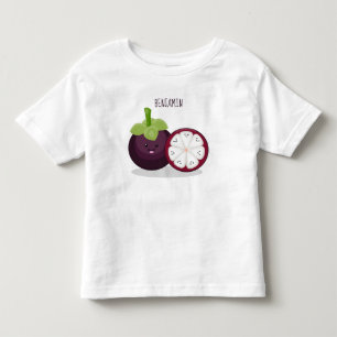 Niedliche lila Mangostanfrucht Cartoon Abbildung Kleinkind T-shirt