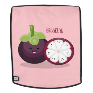 Niedliche lila Mangostanfrucht Cartoon Abbildung Rucksack
