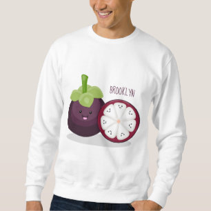 Niedliche lila Mangostanfrucht Cartoon Abbildung Sweatshirt