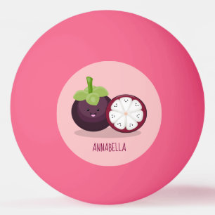 Niedliche lila Mangostanfrucht Cartoon Abbildung Tischtennisball