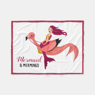Niedliche Lila Meerjungfrau und Flamingo Giro Best Fleecedecke