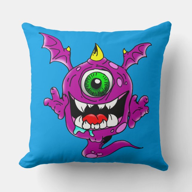 Niedliche Lila Menschen essen Monster Kissen (Vorderseite)