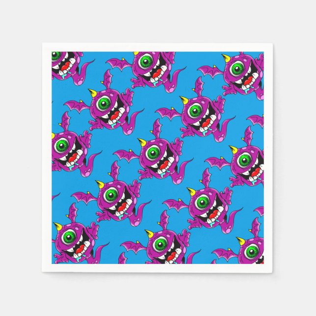 Niedliche Lila Menschen essen Monster Serviette (Vorderseite)