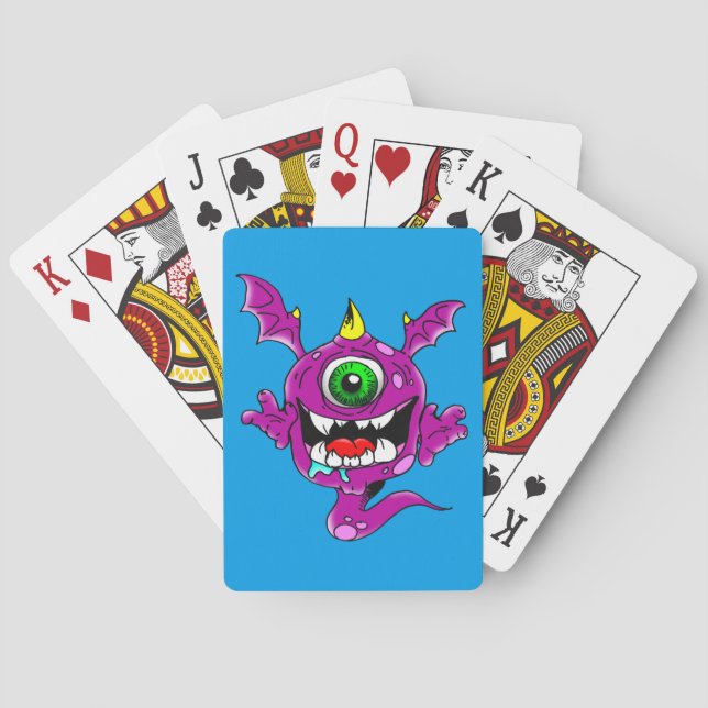 Niedliche Lila Menschen essen Monster Spielkarten (Rückseite)