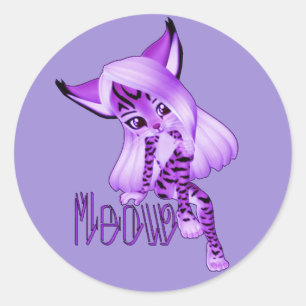 Niedliche Lila Meow Tiger Cat Stickers