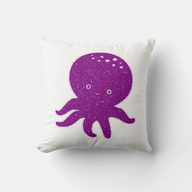 Niedliche Lila Oktopus Alte Printwerbung Kissen (Vorderseite)
