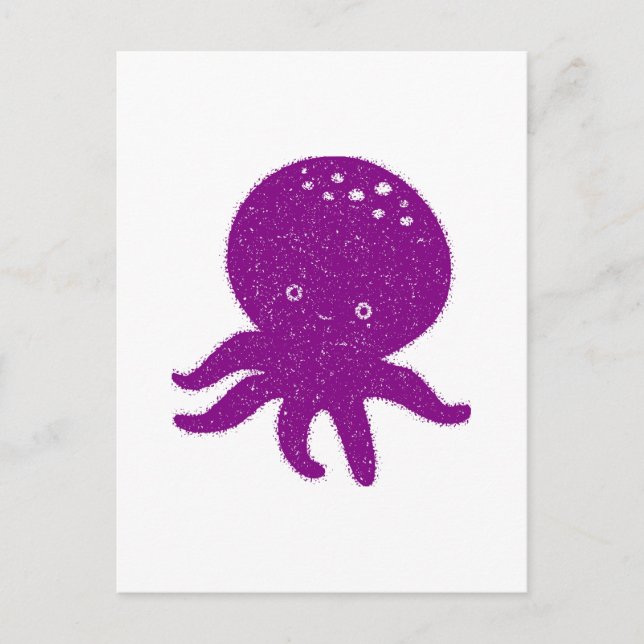 Niedliche Lila Oktopus Alte Printwerbung Postkarte (Vorderseite)