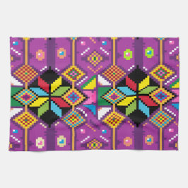 Niedliche lila, orangefarbene Mochill-Kunst Geschirrtuch