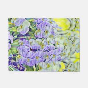 Niedliche lila Orchideen Blume Aquarell Fußmatte