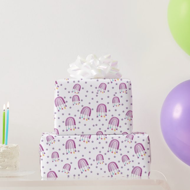 Niedliche Lila Rainbow Baby Dusche Geschenkpapier (Partygeschenke)