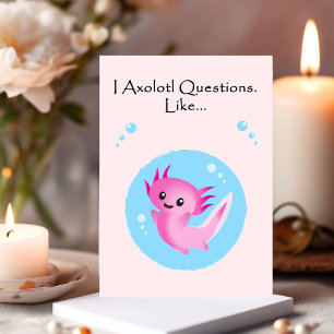 Niedliche Lila rosa Axolotl Fragen Valentine Feiertagskarte
