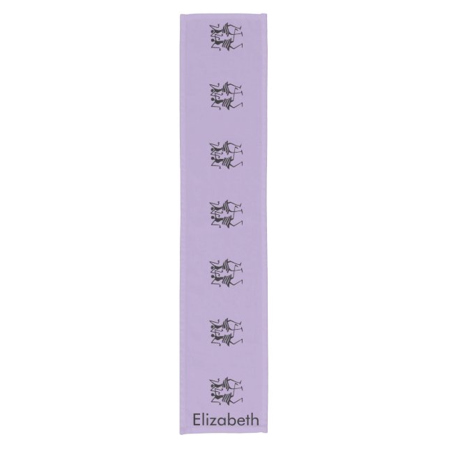Niedliche Lila, schwarze Silhouette Kurzer Tischläufer (Vorderseite)