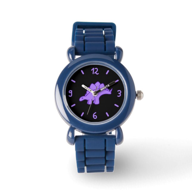 Niedliche Lila Stegosaurus Dinosaurier Armbanduhr (Vorderseite)