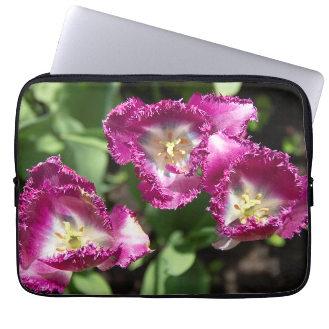 Niedliche lila Tulpen im Garten Laptopschutzhülle (Vorderseite)