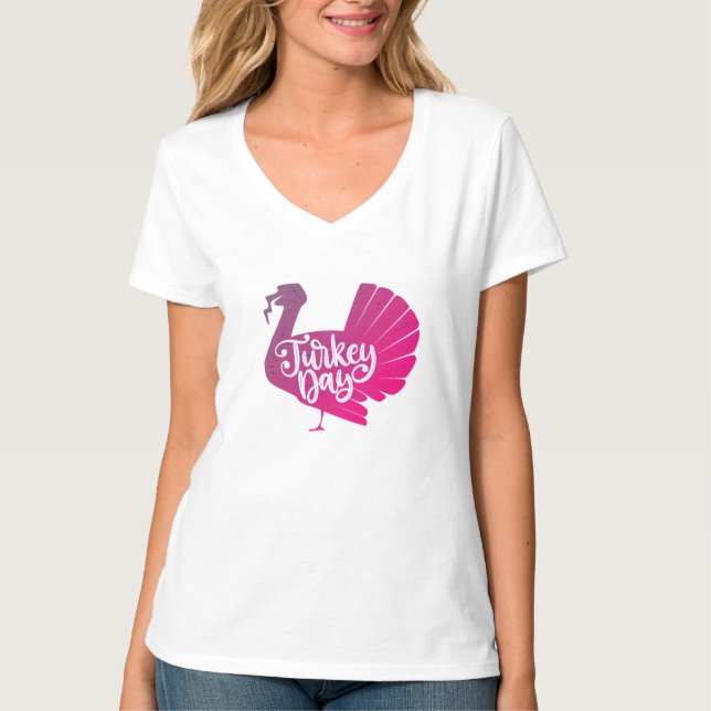 Niedliche Lila Türkei Form mit Texttypografie T-Shirt (Vorderseite)