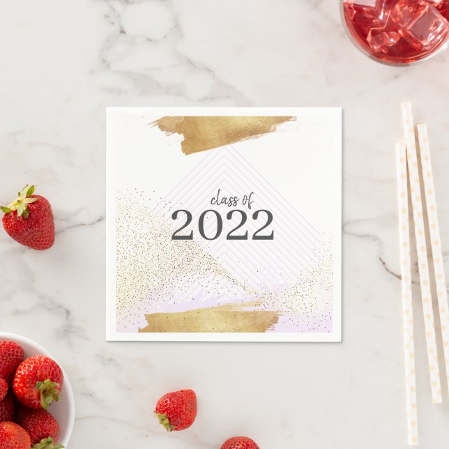 Niedliche Lila- und Gold-Gerahmt-Graduierungsparty Serviette (Beispiel)