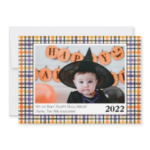Niedliche Lila und Orange Karierte Halloween-Fotok