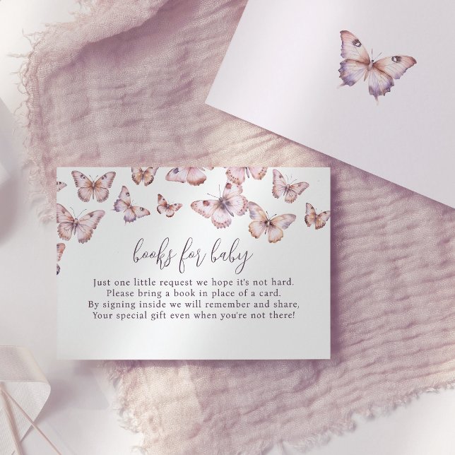 Niedliche Lila und rosa Schmetterlingsbücher für K Begleitkarte (Von Creator hochgeladen)