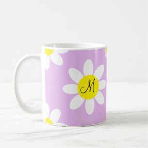 Niedliche Lila und weiße Blüteninitis Kaffeetasse