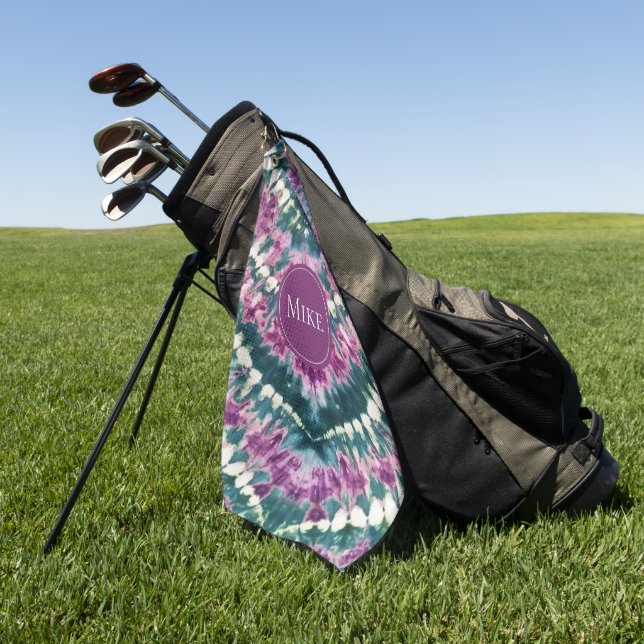 Niedliche Lila Weiß Bali Batik Gefärbte Krawatte C Golfhandtuch (Gras)
