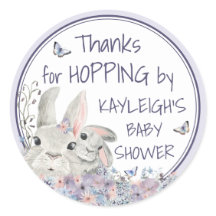 Niedliche Lila Woodland Bunnies Kinderdusche Danke